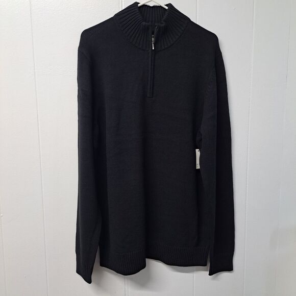 Goodthreads Men's Soft Cotton Quarter-Zip Sweater Size‎ L Color Solid Black - Picture 1 of 14